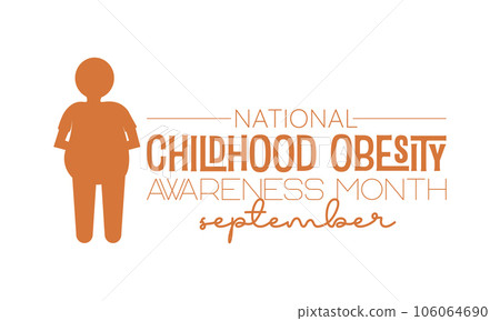 National Childhood Obesity Awareness Month vector banner template. Health care concept of cholesterol, care, obesity prevention vector illustration idea. 106064690