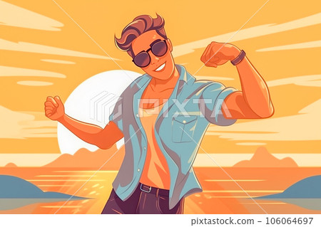 Man enjoying the beach Man enjoying the beach 106064697