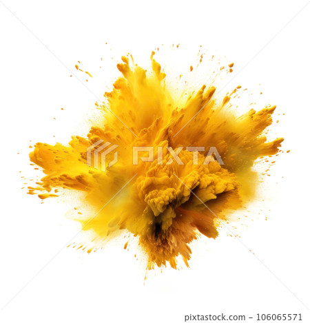 Gold yellow Holi paint splash isolated Gold yellow Holi paint splash isolated 106065571