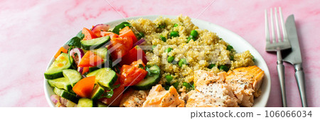 Healthy lunches with quinoa and salmon Healthy lunches with quinoa and salmon 106066034