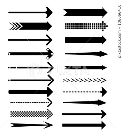 Set of vector thin long arrows pointing to the right. vector direction 106066410