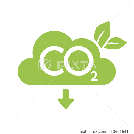 CO2 neutral icon. Carbon gas emission reduction green labels. Ecology, environment, air pollution improvement concept. Flat Vector 106066411