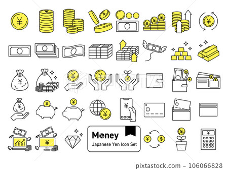 Money, banknotes, currency Japanese yen icon set Money, banknotes, currency Japanese yen icon set 106066828