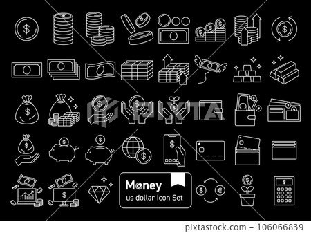 錢、紙幣、貨幣美元 ($) 圖標集 106066839