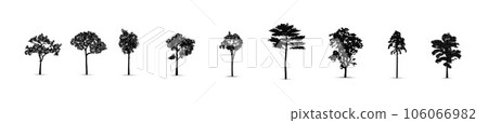 Set of tree silhouettes, vector silhouette of tree 106066982