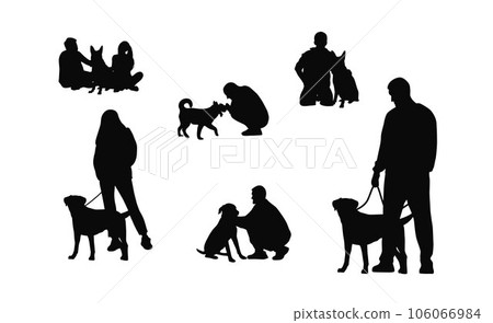 People with dog silhouette, , love dog, pet lover silhouette 106066984