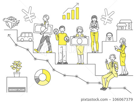 Image of money and life plan Men and women with money and men and women explaining Image of money and life plan Men and women with money and men and women explaining 106067379