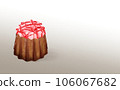 Illustration material ・ 1 strawberry canelé Sweets / baked sweets Graded background Different colors / differences Canelé 106067682