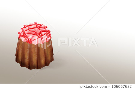 Illustration material ・ 1 strawberry canelé Sweets / baked sweets Graded background Different colors / differences Canelé Illustration material ・ 1 strawberry canelé Sweets / baked sweets Graded background Different colors / differences Canelé 106067682