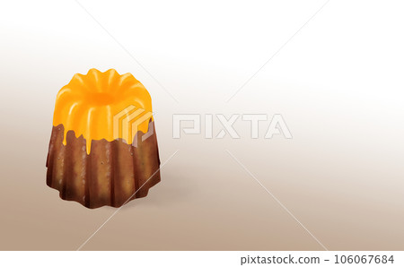 Illustration material, 1 orange canelé Baked confectionery graded background Different colors/differences Canelé 106067684