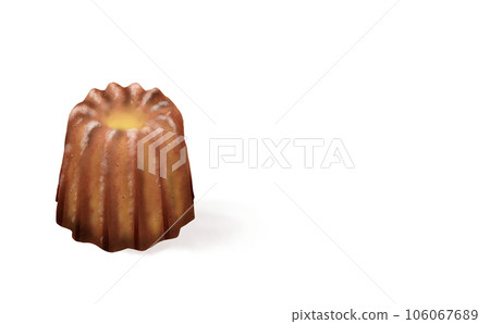 Illustration material, 1 simple canelé, sweets, baked goods, white background, different colors, with differences Canelé 106067689