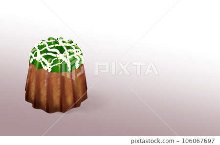 Illustration material ・ 1 canelé of matcha Baked confectionery graded background Different colors / differences Canelé 106067697