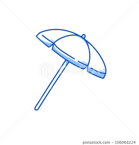 Beach parasol umbrella doodle. Hand drawn sketch doodle style beach parasol umbrella. Blue pen line stroke isolated element. Summer travel, vacation concept. Vector Beach parasol umbrella doodle. Hand drawn sketch doodle style beach parasol umbrella. Blue pen line stroke isolated element. Summer travel, vacation concept. Vector 106068224