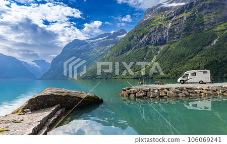 Family vacation travel RV, holiday trip in motorhome, Caravan car Vacation. 106069241