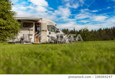 Family vacation travel RV, holiday trip in motorhome, Caravan car Vacation. 106069247
