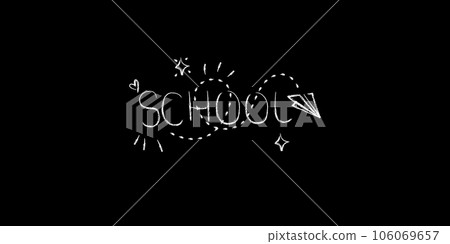 Minimalistic banner with text School. Vector doodle lettering with chalk texture Minimalistic banner with text School. Vector doodle lettering with chalk texture 106069657