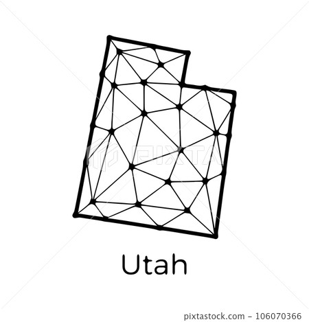 Utah state map polygonal illustration made of lines and dots, isolated on white background. US state low poly design Utah state map polygonal illustration made of lines and dots, isolated on white background. US state low poly design 106070366