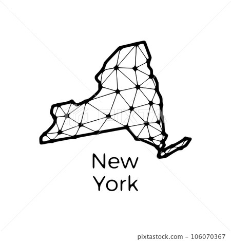 New York state map polygonal illustration made of lines and dots, isolated on white background. US state low poly design 106070367
