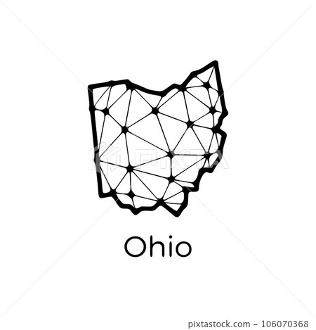 Ohio state map polygonal illustration made of lines and dots, isolated on white background. US state low poly design Ohio state map polygonal illustration made of lines and dots, isolated on white background. US state low poly design 106070368