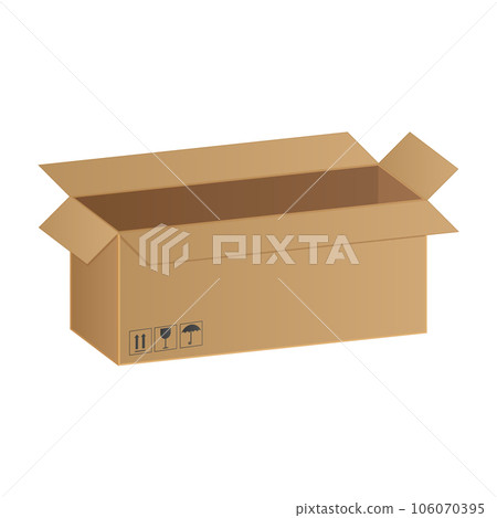 Cardboard box realistic vector illustration isolated on white background 106070395