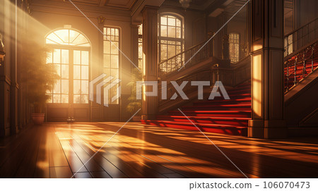 動漫背景素材-城堡的大樓梯 動漫背景素材-城堡的大樓梯 106070473