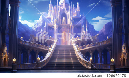 動漫背景素材-城堡的大樓梯 動漫背景素材-城堡的大樓梯 106070478