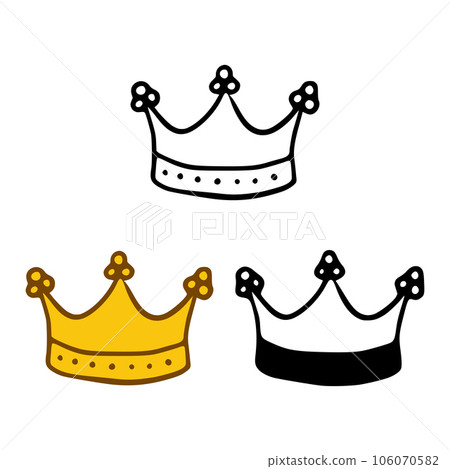 Crown icon set in doodles styles isolated on white background. Royal or queen sign, authority symbol Crown icon set in doodles styles isolated on white background. Royal or queen sign, authority symbol 106070582