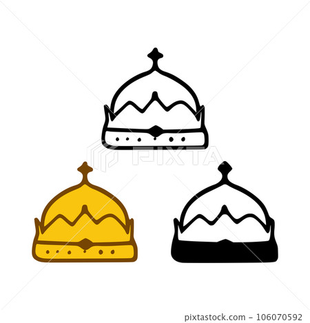 Crown icon set in doodles styles isolated on white background. Royal or queen sign, authority symbol Crown icon set in doodles styles isolated on white background. Royal or queen sign, authority symbol 106070592