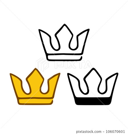 Crown icon set in doodles styles isolated on white background. Royal or queen sign, authority symbol Crown icon set in doodles styles isolated on white background. Royal or queen sign, authority symbol 106070601