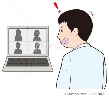 一名男子對網絡會議感到驚訝 一名男子對網絡會議感到驚訝 106070659
