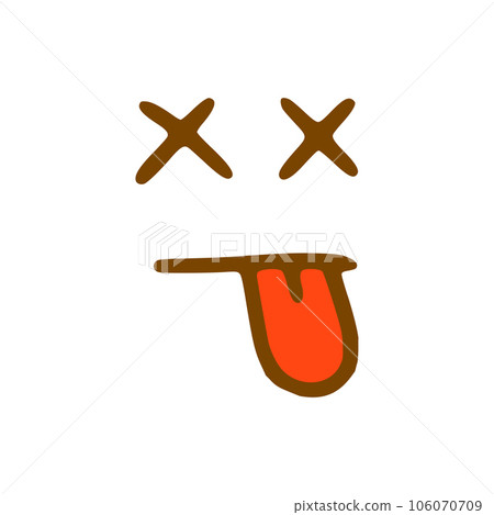 Killed face with tongue doodle icon. Emoticon in hand drawn style isolated on white background 106070709