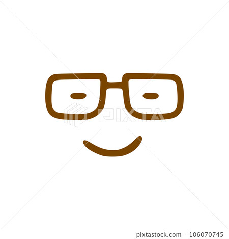 Happy face with glasses doodle icon. Emoticon in hand drawn style isolated on white background Happy face with glasses doodle icon. Emoticon in hand drawn style isolated on white background 106070745