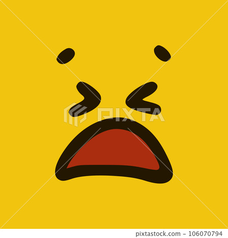 Sad emoticon in doodle style yellow background. Vector Illustration Sad emoticon in doodle style yellow background. Vector Illustration 106070794