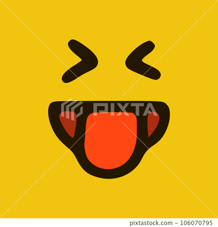 Crazy emoticon showing tongue in doodle style yellow background. Vector Illustration Crazy emoticon showing tongue in doodle style yellow background. Vector Illustration 106070795