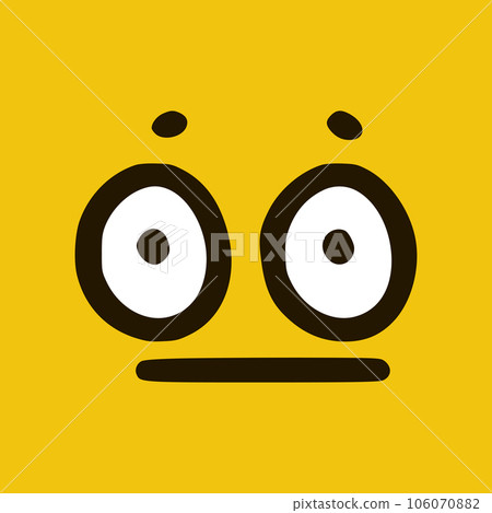 Sad emoticon in doodle style yellow background. Vector Illustration 106070882