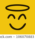 Happy holy emoticon in doodle style yellow background. Vector Illustration 106070883
