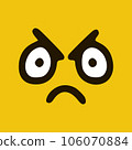 Angry emoticon in doodle style yellow background. Vector Illustration 106070884