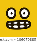 Emoticon showing teeth emoticon in doodle style yellow background. Vector Illustration 106070885