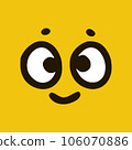 Cute happy emoticon in doodle style yellow background. Vector Illustration 106070886