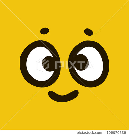 Cute happy emoticon in doodle style yellow background. Vector Illustration Cute happy emoticon in doodle style yellow background. Vector Illustration 106070886