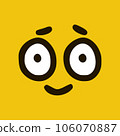 Cute happy emoticon in doodle style yellow background. Vector Illustration 106070887