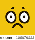 Sad face in doodle style yellow background. Vector Illustration 106070888