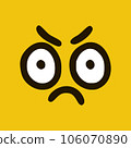 Angry emoticon in doodle style yellow background. Vector Illustration 106070890