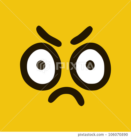 Angry emoticon in doodle style yellow background. Vector Illustration Angry emoticon in doodle style yellow background. Vector Illustration 106070890