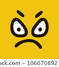 Angry emoticon in doodle style yellow background. Vector Illustration 106070892