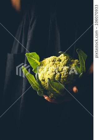 Head of green color cauliflower Head of green color cauliflower 106070933