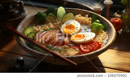 Asian noodle soup 106070992