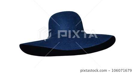 Isolated blue broad brim hat against white background Isolated blue broad brim hat against white background 106071679