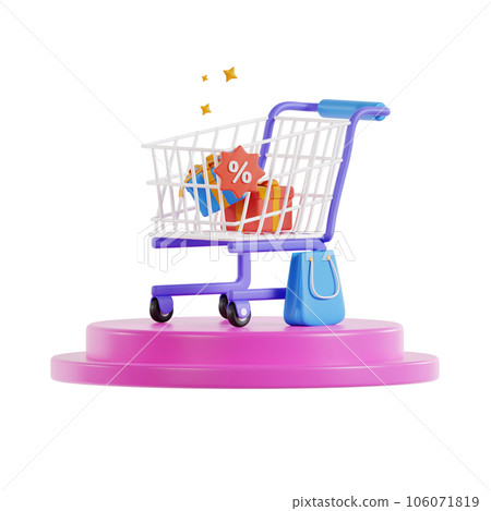 Online shopping 3D Illustration, online shop, online payment and delivery concept with floating elements. 106071819
