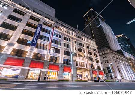 Tokyo cityscape in Japan Nihonbashi, Tokyo. Overlooking the Mitsukoshi and Muromachi 2-chome intersections Tokyo cityscape in Japan Nihonbashi, Tokyo. Overlooking the Mitsukoshi and Muromachi 2-chome intersections 106071947